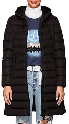 Moncler Women's Leather-Trimmed Down-Quilted Coat - Black
