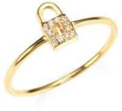14K Yellow Gold & Diamond Lock Ring