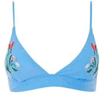 Embellished Longline Triangle Bikini Top
