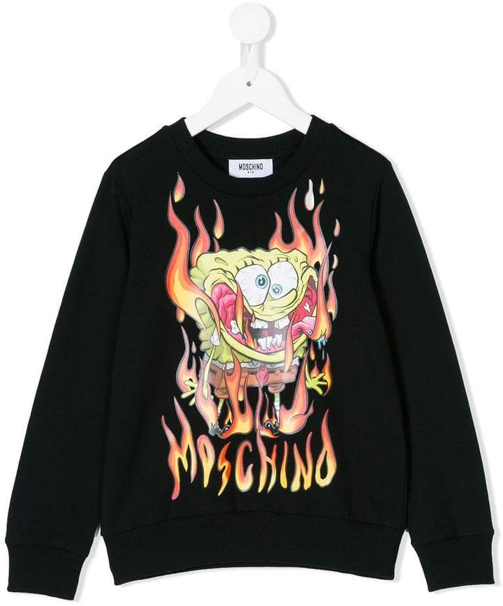 Moschino Kids burning Sponge Bob sweatshirt