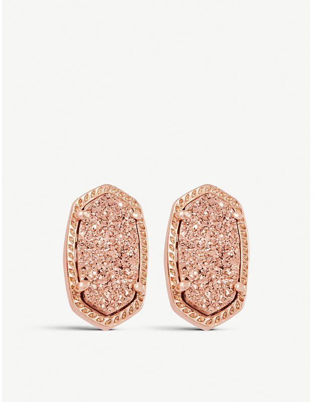Ellie 14ct rose gold-plated Gold Drusy stud earrings