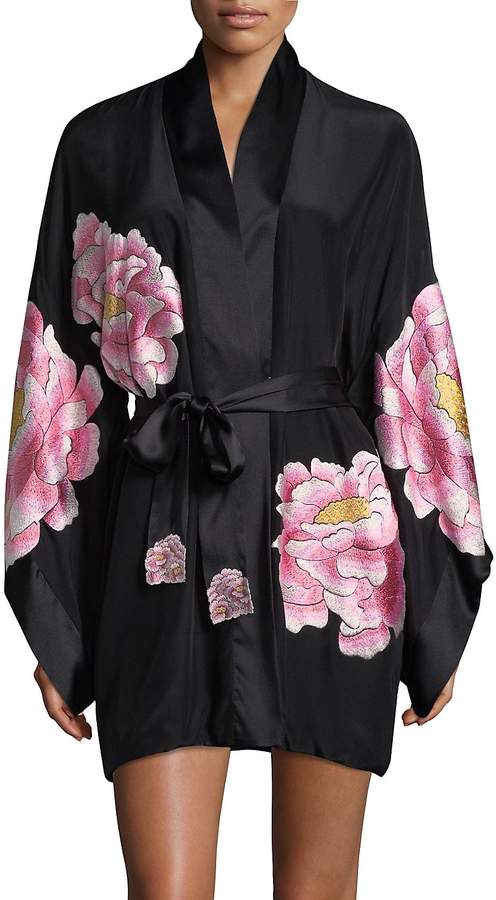 Women's Silk Peony Robe