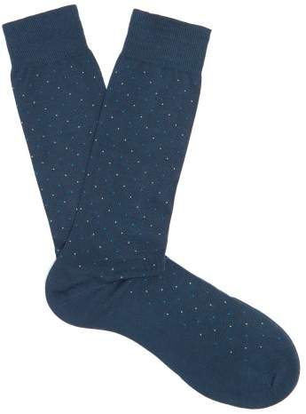 Regent pin-dot cotton-blend socks