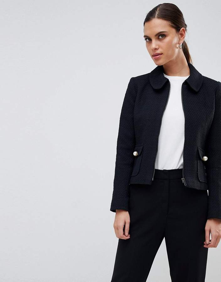 – Jacke mit Reißverschluss und rundem Kragen