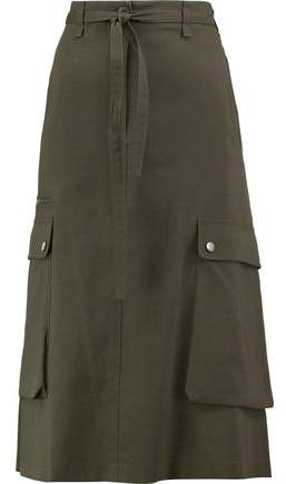 Belted Cotton Midi Skirt