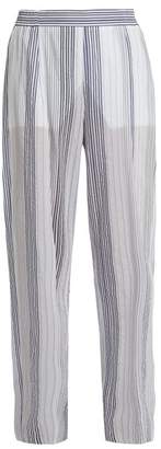 Stella McCartney High Rise Wide Leg Striped Trousers - Womens - White Multi