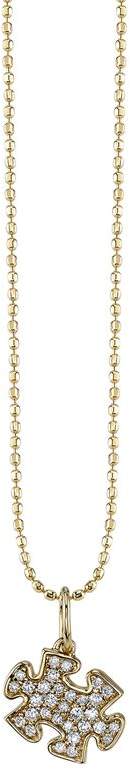 Yellow Gold and Diamond Puzzle Piece Necklace