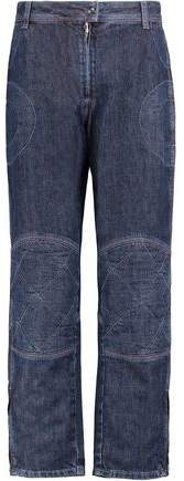 Cropped Paneled Mid-Rise Straight-Leg Jeans