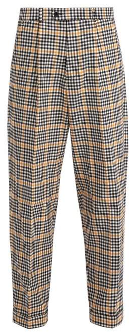 ÉDITIONS M.R Pleated-front slim-leg gingham cotton trousers