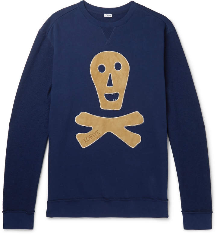 Oversized Suede-Appliquéd Loopback Cotton-Jersey Sweatshirt