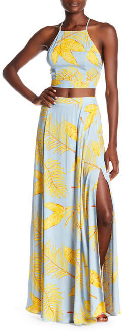 AAKAA Tropical Split Accent Skirt