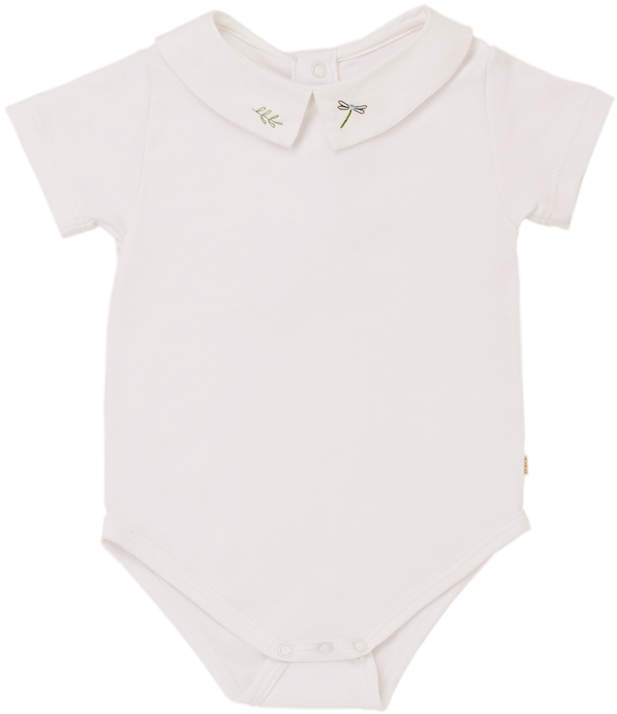 Baby Boy Alex - Shirt Collar Onesie Dragonfly Embroidery - White