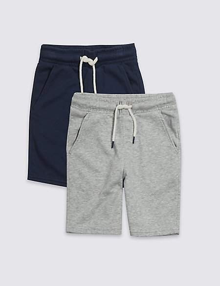 2 Pack Cotton Rich Jersey Shorts (3-16 Years)