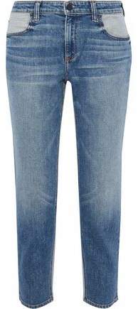 Ride Cropped Two-Tone Mid-Rise Straight-Leg Jeans