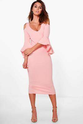 Damen Tyra Midikleid mit ausgeschnittenen Schultern und Volant