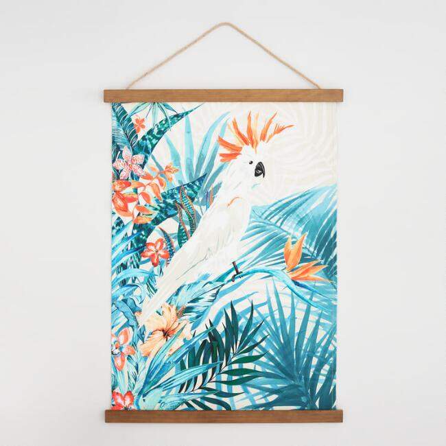 Parrot Canvas Tapestry with Wood Frame Wall Art
