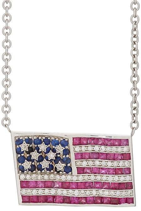 Ambre Victoria Women's American Flag Pendant Necklace