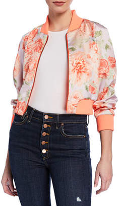 Alice + Olivia Duke Raglan-Sleeve Cropped Reversible Bomber Jacket Alice + Olivia Duke Raglan-Sleeve Cropped Reversible Bomber Jacket