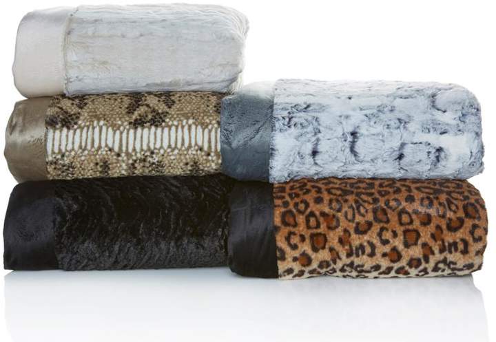 A by Adrienne Landau Faux Fur Blanket with Mink Trim - Twin