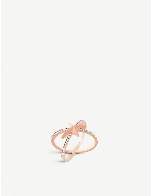 Star rose gold-toned Cubic Zirconia ring