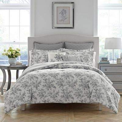 Laura Ashley Annalise Reversible Twin Comforter Set in Medium Grey