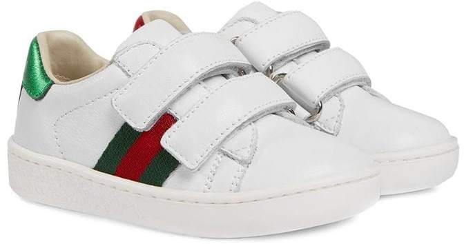 Gucci Kids Toddler leather sneaker with Web