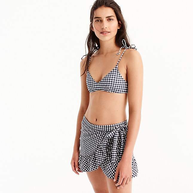 Ruffle cover-up wrap skirt in classic gingham