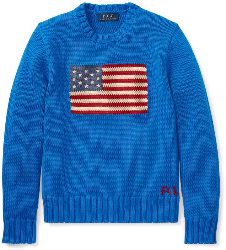 Flag Cotton Crewneck Sweater