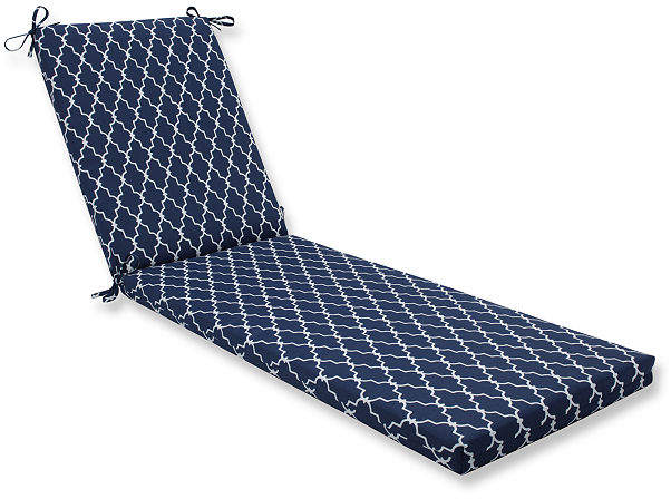 PILLOW PERFECT Pillow Perfect Outdoor / Indoor Garden Gate Navy Chaise Lounge Cushion 80x23x3