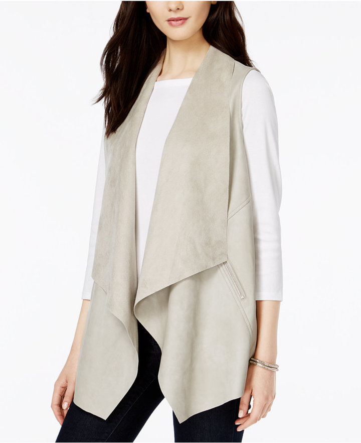 Faux-Leather Flyaway Vest, Created for Macy's