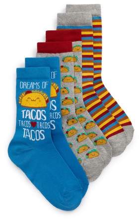 3-Pack Taco Dreams Crew Socks