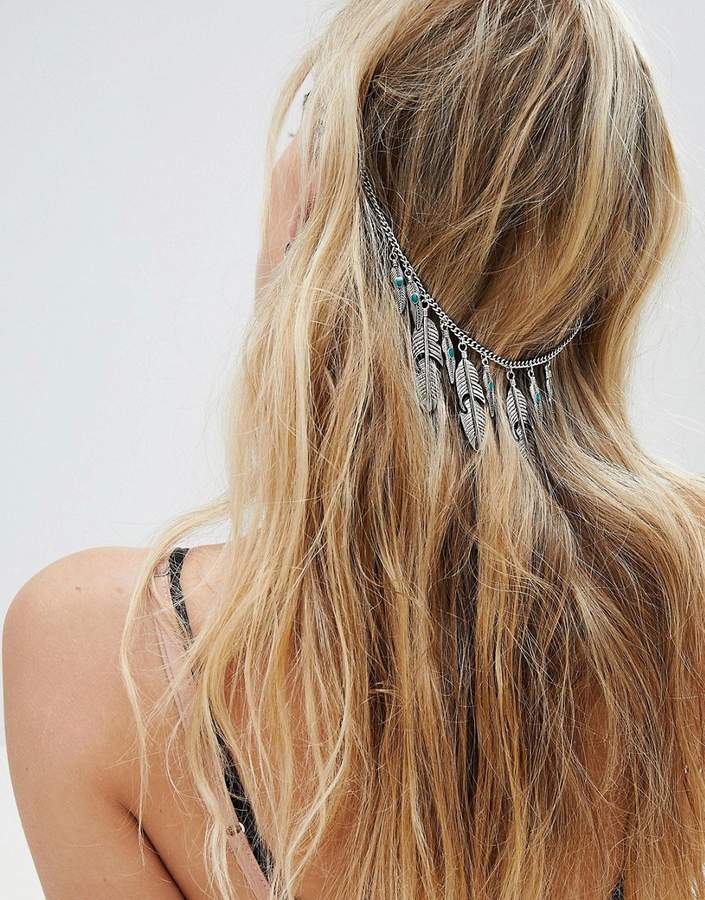 DESIGN Feather And Stone Hair Chain