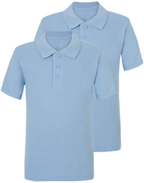 Boys Light Blue School Slim Fit Polo Shirt 2 Pack