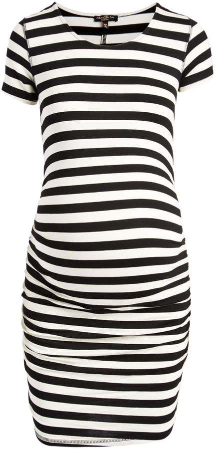 Black & Ivory Maternity Stripe Tunic Dress