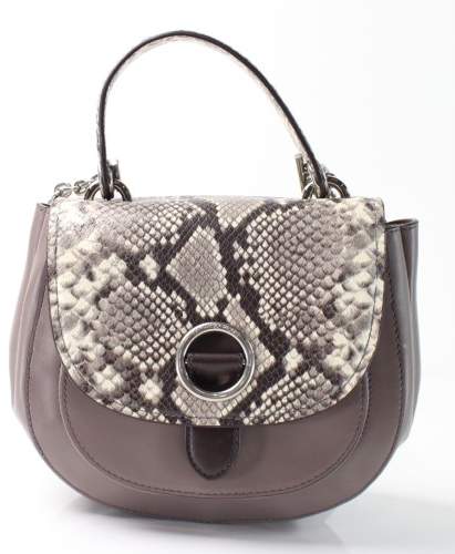 Michael Kors MICHAEL Womens Isadore Leather Snake Print Saddle Handbag - GRAYS - STYLE