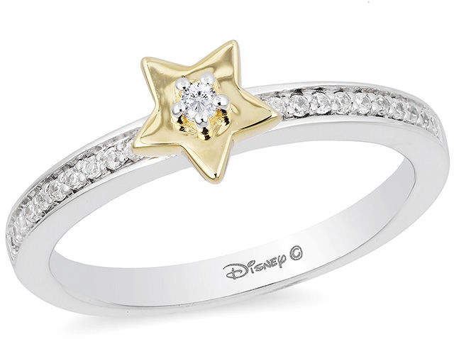 Enchanted Disney Tinker Bell 1/10 CT. T.W. Diamond Star Ring in Sterling Silver and 10K Gold - Size 7