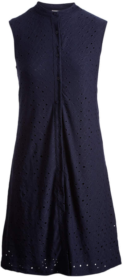 Navy Eyelet Button-Up Sleeveless Cover-Up - Women