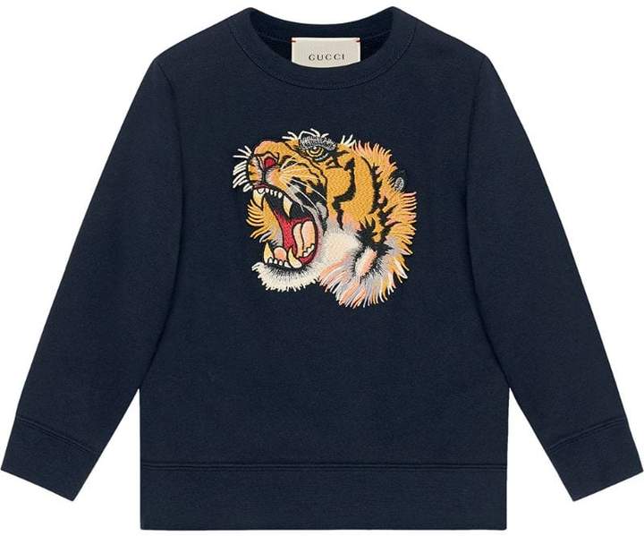 Gucci Kids Tiger's head embroidered top