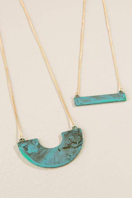 Beverly Patina Layered Necklace - Turquoise