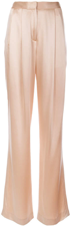 pleated front flared trousers