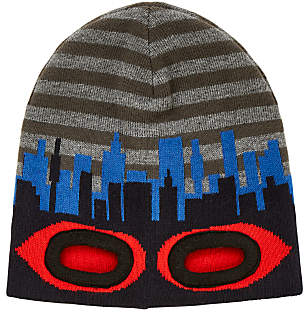 Children's Eyehole Beanie Hat, Grey/Blue/Red