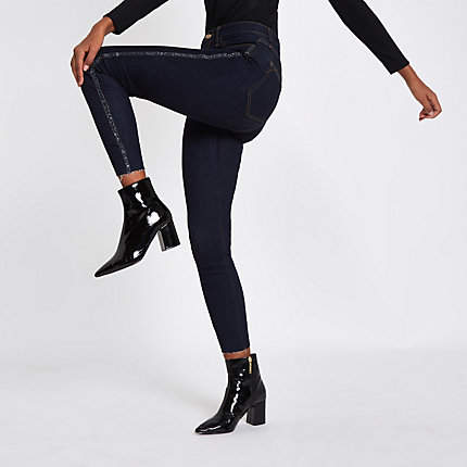 Womens Dark Blue Harper super skinny jeans