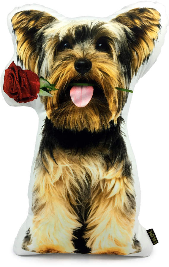 Yorkshire Terrier With Rose Throw Pillow