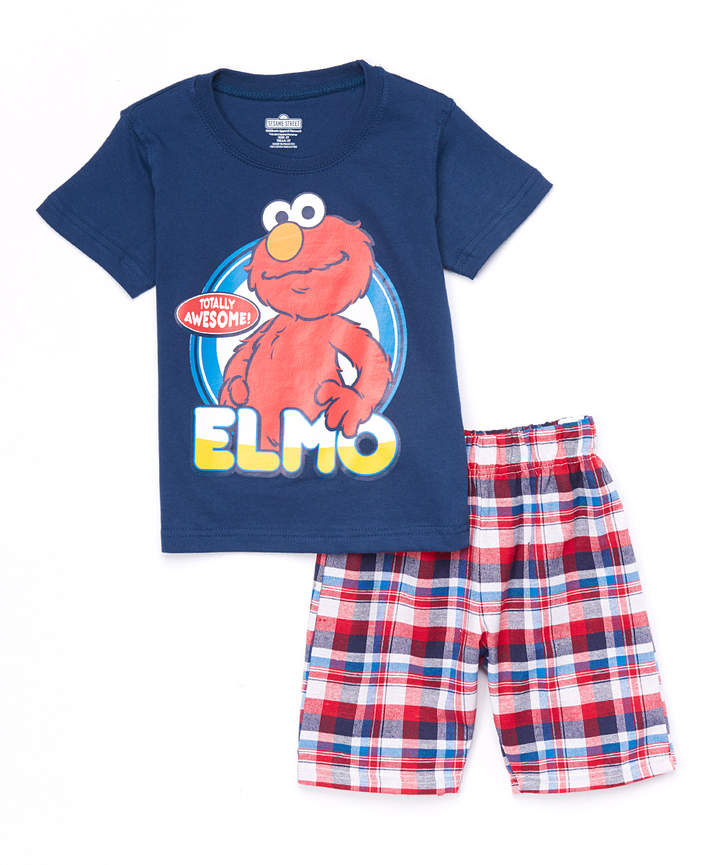Sesame Street Elmo Blue Tee & Plaid Shorts - Infant