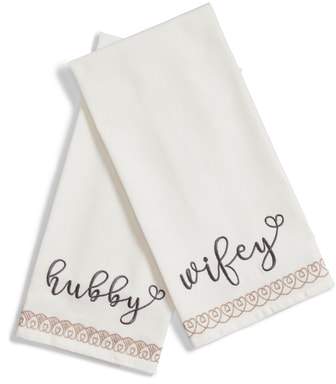 Hubby and Wifey Set of 2 Dishtowels