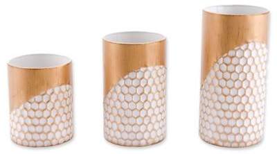Modern Honeycomb Candle Holders in Gold (Set of 3)