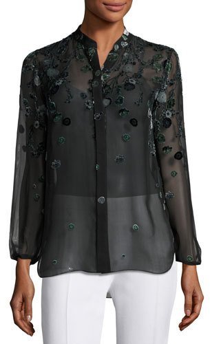 Long-Sleeve Floral Blouse