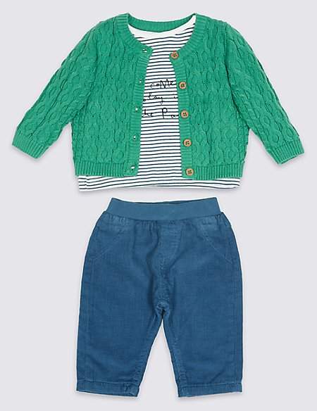 3 Piece Cardigan & Top with Trousers Outfit