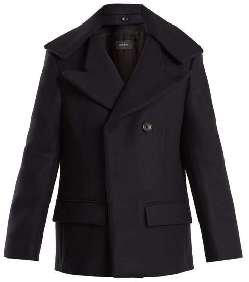 Han double-breasted wool-blend coat