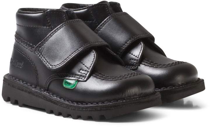 Black Velcro Hi-Top Leather School Shoes